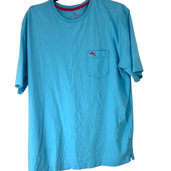 Tommy Bahama M Bali Skyline T-Shirt tealcotton jersey crew neckline pocket logo - Picture 2 of 5